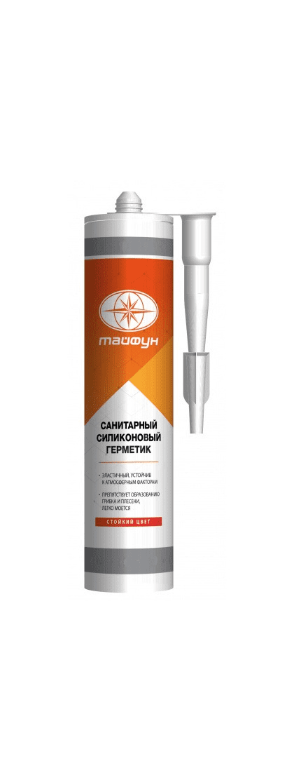 Силиконовый герметик Тайфун санитарный (035) серый, 280 мл