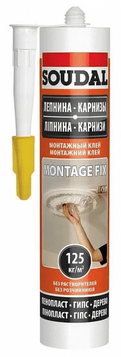 Клей для карнизов и лепнины Soudal Montage Fix белый, 280 мл