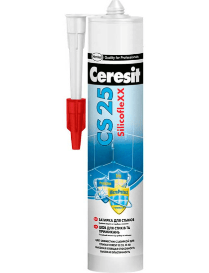 Силиконовый герметик Ceresit CS 25 санитарный (10) манхэттен, 280 мл